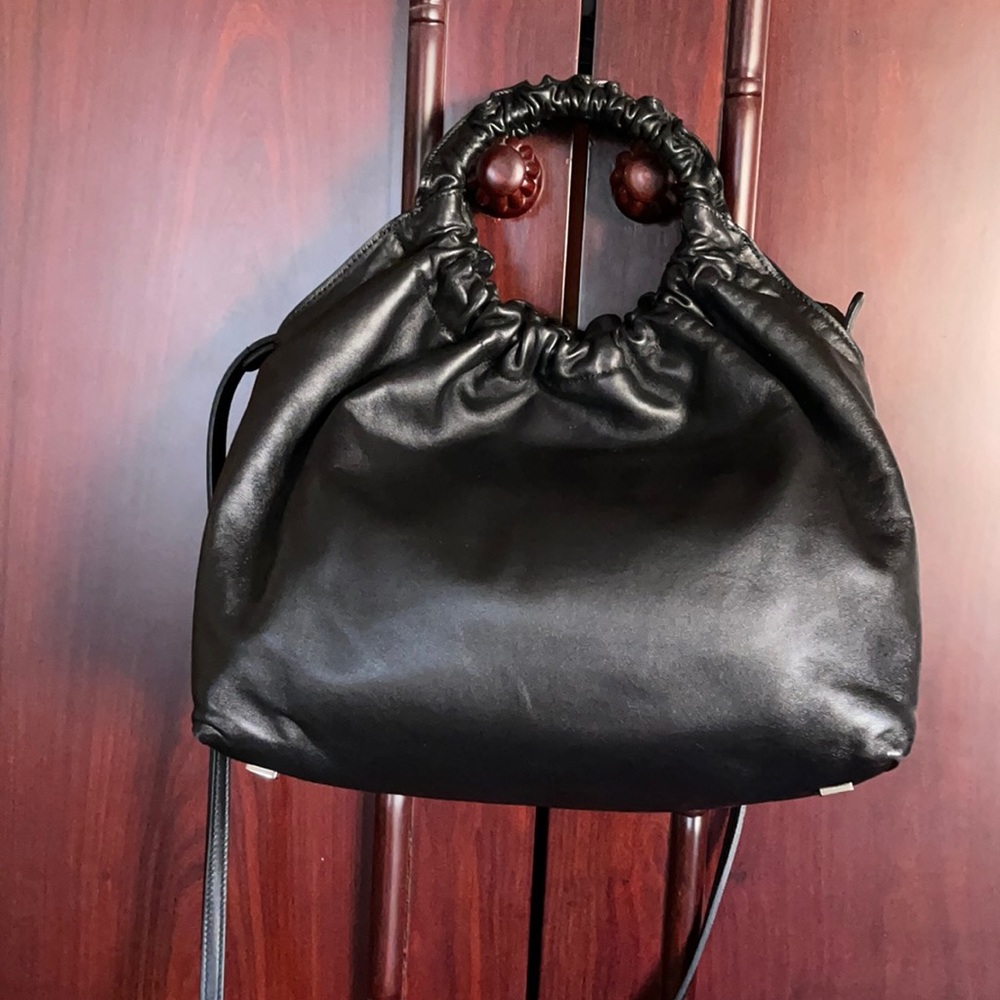 The Row Double Circle Handle Black Handbag .
